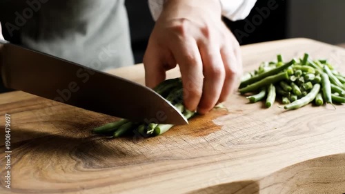 Wallpaper Mural Hands trimming fresh green beans smooth knife motion Torontodigital.ca