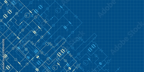 Technology background. Electrical diagram. Technical drawing. Engineering industry. Vector illustration.