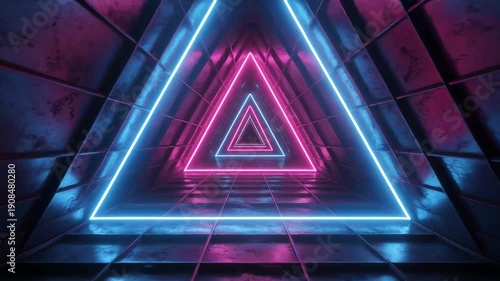 Wallpaper Mural Pink and blue neon triangle tunnel animation background Torontodigital.ca
