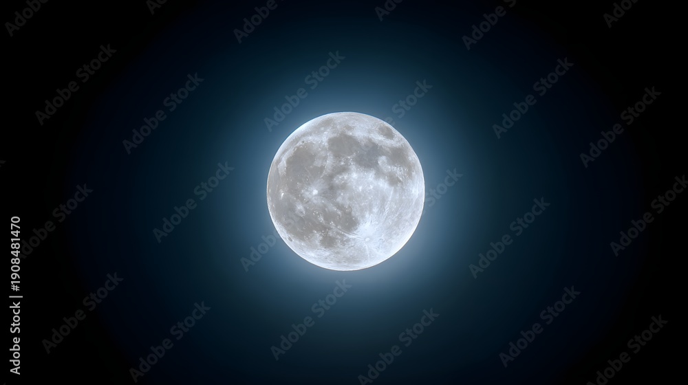 Fototapeta premium Full Moon Shining Brightly in the Dark Night Sky.