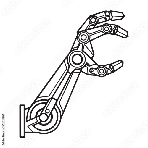 A robotic arm with a claw gripper designed for precision industrial tasks Vector, illustration