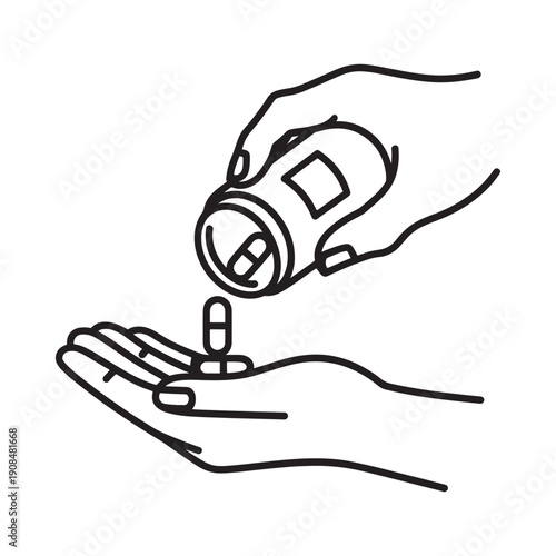Hand dispensing pills from a bottle into an open palm