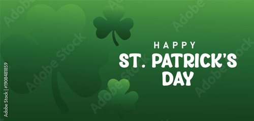 Happy St. Patrick's Day Greeting with Green Shamrocks, Banner poster, Post Design