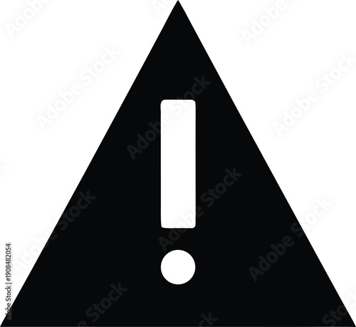 warning sign triangle exclamation silhouette vector illustration on transparent background