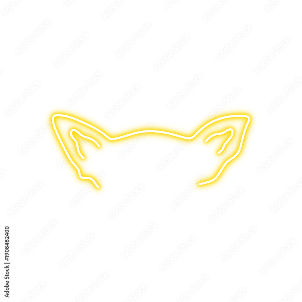Fototapeta premium Glowing neon dog ears. Cute outline puppy ears. Cute pet design elements. Vector illustration