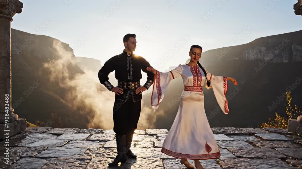 custom made wallpaper toronto digitalTraditional dancers performing synchronized movements on stone platform with scenic backdrop showcasing cultural attire and expressive gestures