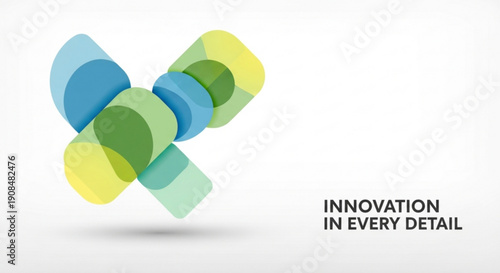 Innovative technology concept with colorful geometric shapes and slogan