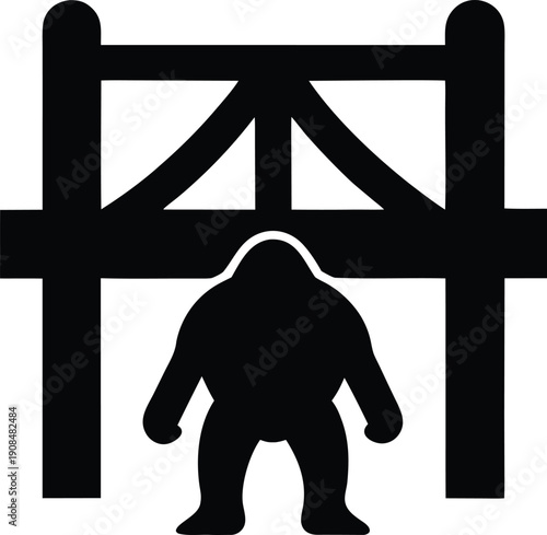 troll under bridge silhouette vector illustration on transparent background