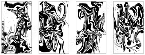 Set of 4 black and white abstract backgrounds vector illustration