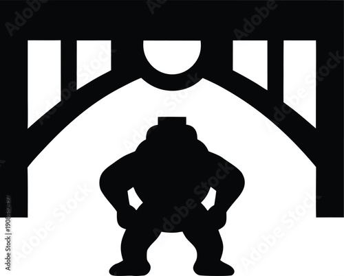 troll under bridge silhouette vector illustration on transparent background