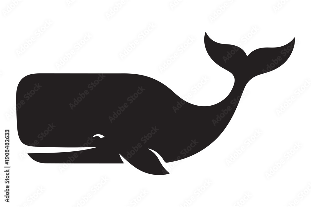 Obraz premium A sleek silhouette of a whale gracefully swimming through the ocean waters Vector, illustration
