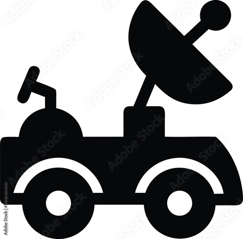 space rover on mars silhouette vector illustration on transparent background