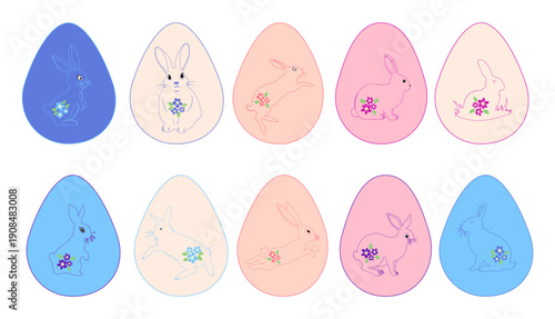 Easter egg with a painted Easter bunny. Kids egg games. He is risen, Happy Easter