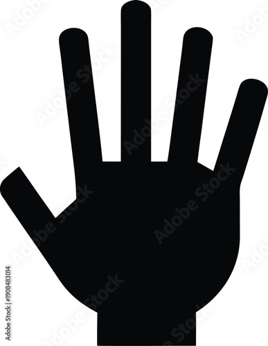 raised palm stop gesture silhouette vector illustration on transparent background