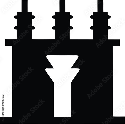 power substation transformer silhouette vector illustration on transparent background