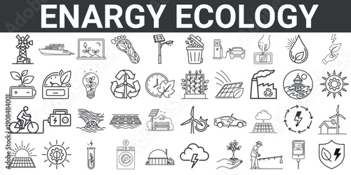 Energy ecology icons set a collection of various eco friendly and sustainable symbols