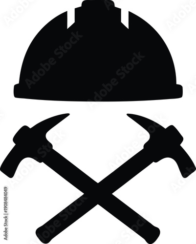 hard hat with tool belt silhouette vector illustration on transparent background