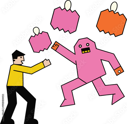 Pixel characters fighting a boss made of high prices