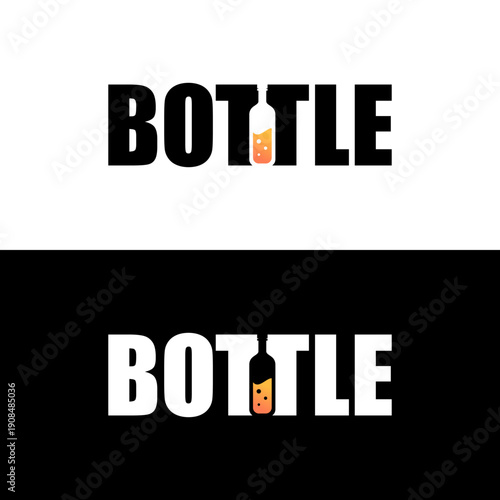 Creative Bottle Negative Space Typography Logo
