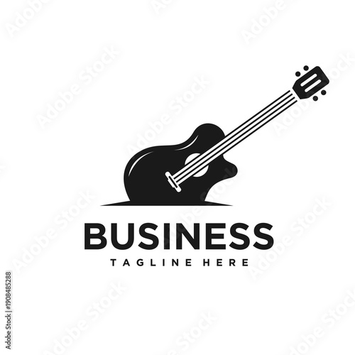 Acoustic Guitar Silhouette Music Business Logo