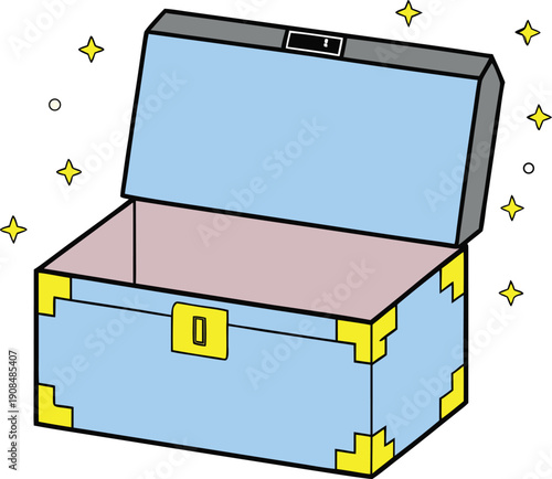 Pixel treasure chest glowing with gadget sales