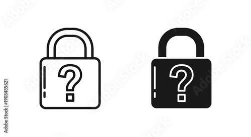 Padlock Icon with Question Mark: Signifying Security Uncertainty, Unknown Access, or Confidential Mystery