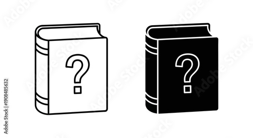 Book with Question Mark Icon Set - Unknown Literature, Mystery Novels, or Educational Inquiries