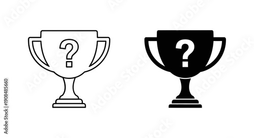 Trophy Cup Icon with Question Mark: Symbolizing Uncertain Victory, Mysterious Award, or Unclear Achievement