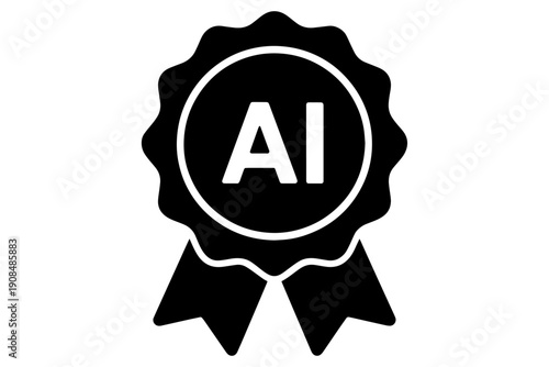 AI badge emblem, highlighting artificial intelligence concepts with a symbol of recognition 