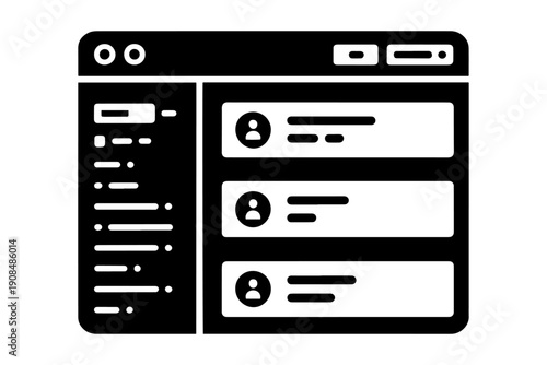 elegant icon of a computer interface displaying a chat dialogue, designed with modern minimalism, perfect for tech-related projects