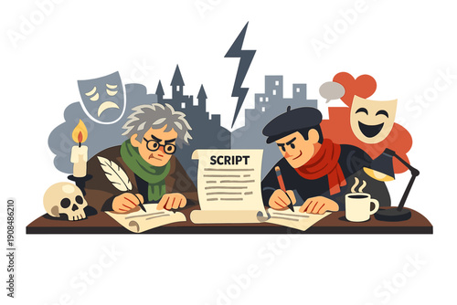 Two competing playwrights are suddenly tasked with collaborating on a one-act play for a renowned festival, compelling them to merge their unique writing styles