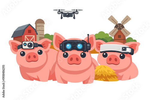 Unexpectedly, the little pigs on the farm stared directly at cameras equipped with generative