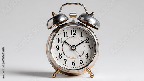 Alarm Clock Vintage Style White Background