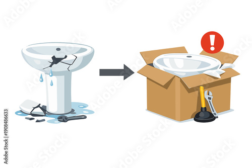 The bathroom sink was accidentally broken; inevitable repair or replacement is necessary, so buy a new sink immediately