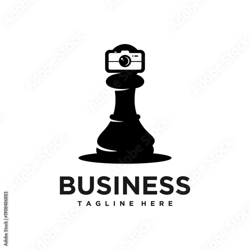 Chess Pawn with Camera Lens Photography Logo