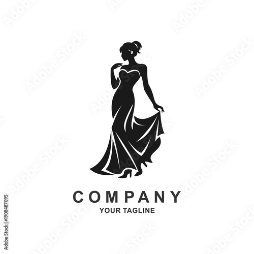 Elegant Woman in Evening Gown Fashion Logo