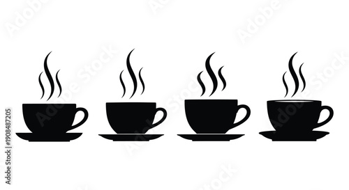Coffee cup icon set. Cups of coffee tea collection. Hot drink icon. Disposable cup. Cup coffe with steam. Flat style - stock vector. 
