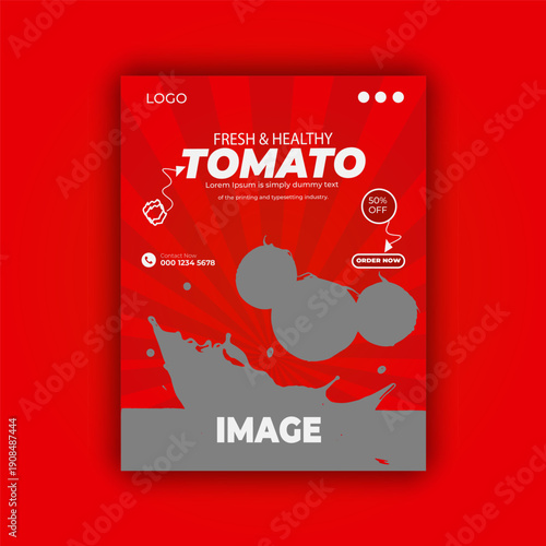 Fresh & Healthy Tomato Social Media Post Design Templates.