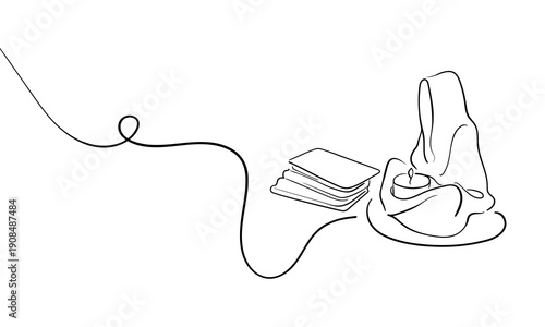 Tarot cards, continious line drawing. Magic, esotericism, occultism line art. Vector illustration