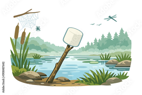 Surprisingly Intriguing: The Secluded Marshmallow on a Stick in Its Hidden Habitat Collection