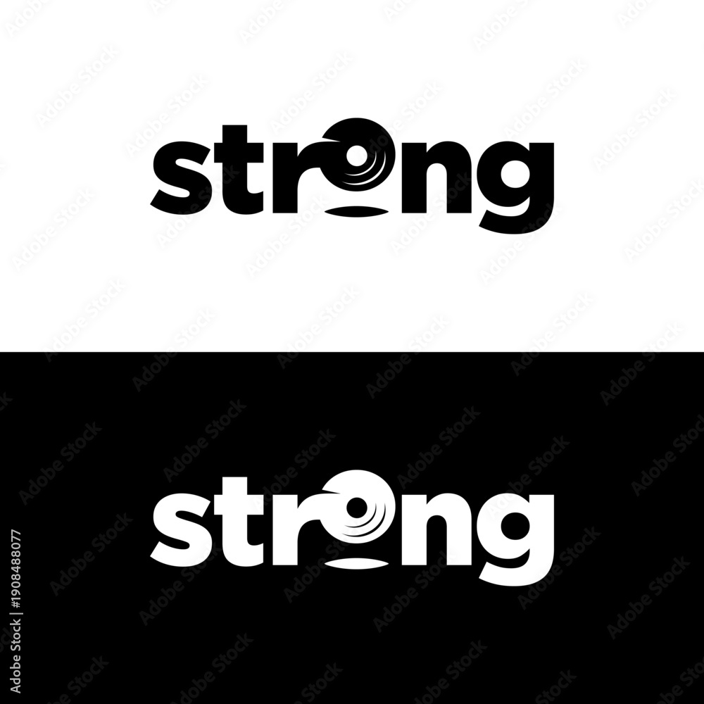 Obraz premium Modern Strong Wordmark with Vinyl Record Icon