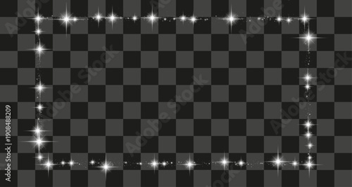 Sparkle Frame Rectangular Border Graphic Effect Shining Dust Glow Illustration Isolated Transparent Overlay