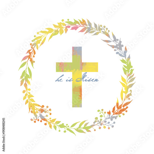 He is risen bright card template classic design