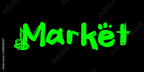Digital Market Logo Illustration. Vibrant Neon Green Lettering for E-commerce and Online Business Branding.