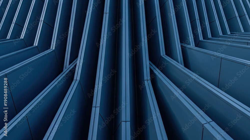 Obraz premium A modern architectural design featuring blue lines and geometric patterns