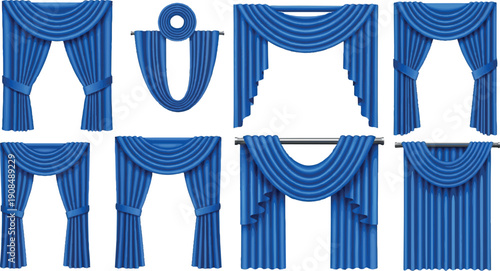 Collection of Elegant Blue Curtains and Drapes for Interior Decor.