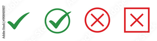 Check mark and cross icon set for correct and incorrect symbols