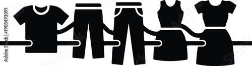 silhouette fashion clothing items on horizontal line vector design