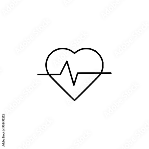 Minimalist heart with vital signs line icon for health and medical applications, symbolizing well-being, care, and a healthy lifestyle monitoring concept