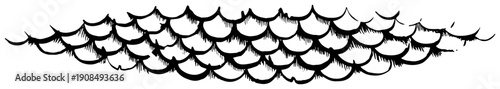 Stylized decorative pattern of overlapping fish or dragon scales in hand drawn sketch style